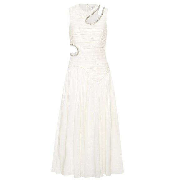 Aje Jolie Asymmetric Cutout Linen-blend Dress Size S/XS NEW - Picture 10 of 13